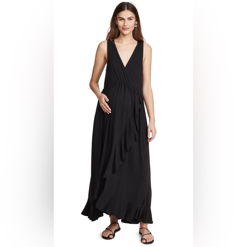 Black Ruffle Skirt Maternity Dress